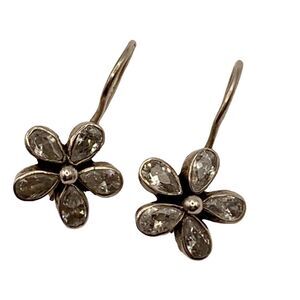 Arte Jewels sterling silver sparkling cubic zirconia flower drop earrings